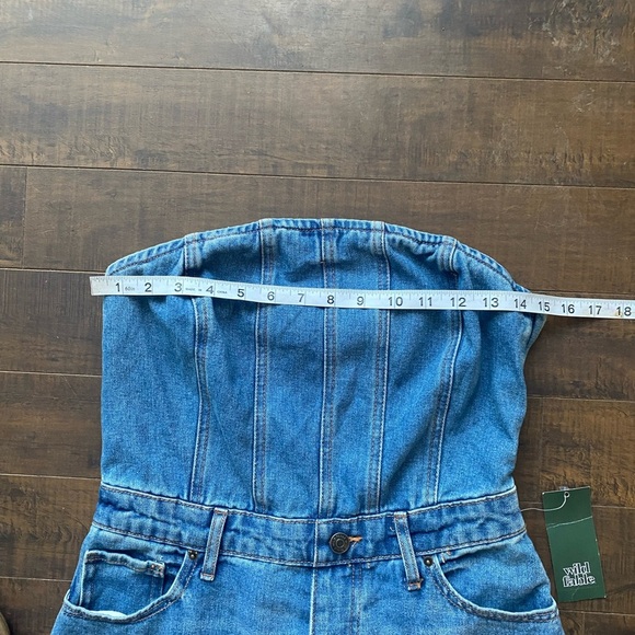 Wild Fable Tube Cargo denim wide leg Jumpsuit bandeau strapless - Picture 9 of 16